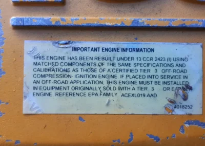 2012 Tigercat LX830C Feller Buncher Engine Plate 1